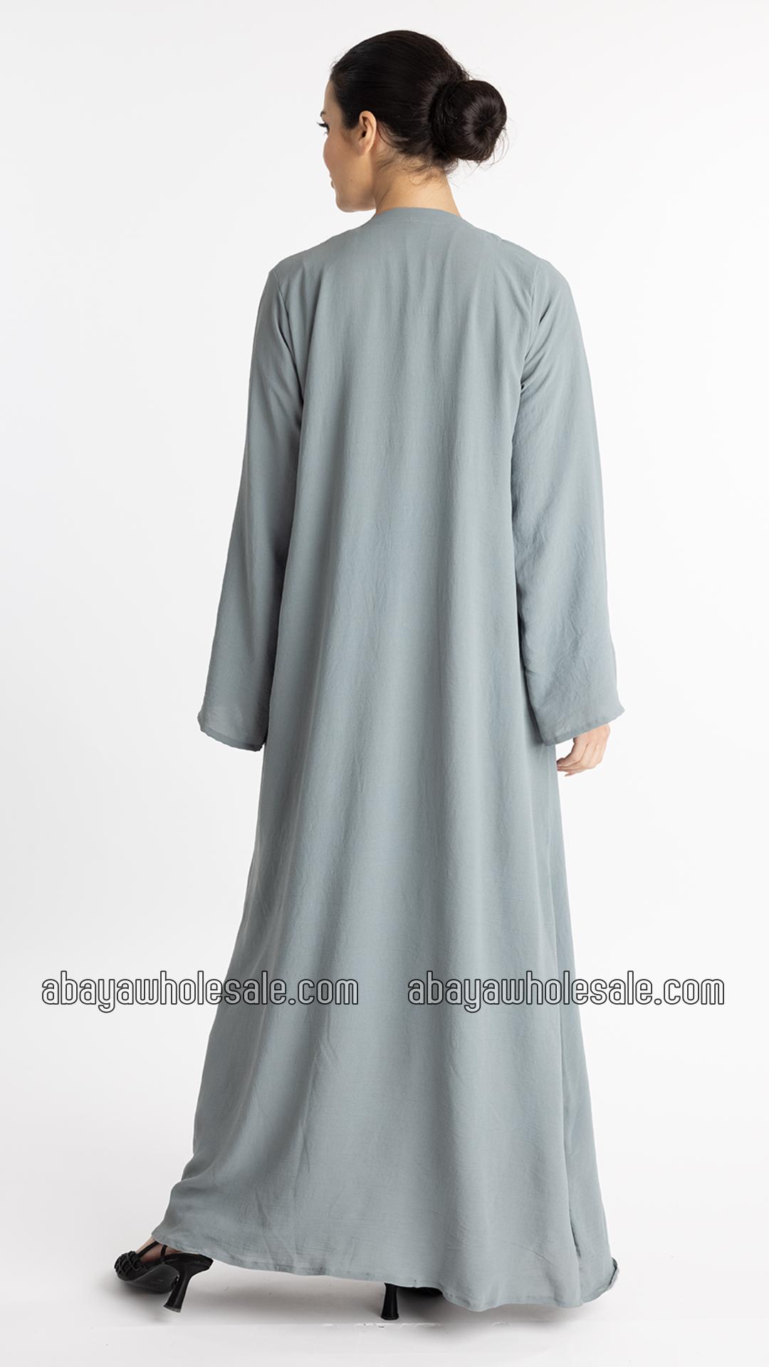 Wholesale Stunning Abaya With Show Buttons In Chrome Grey And Blush Pink
