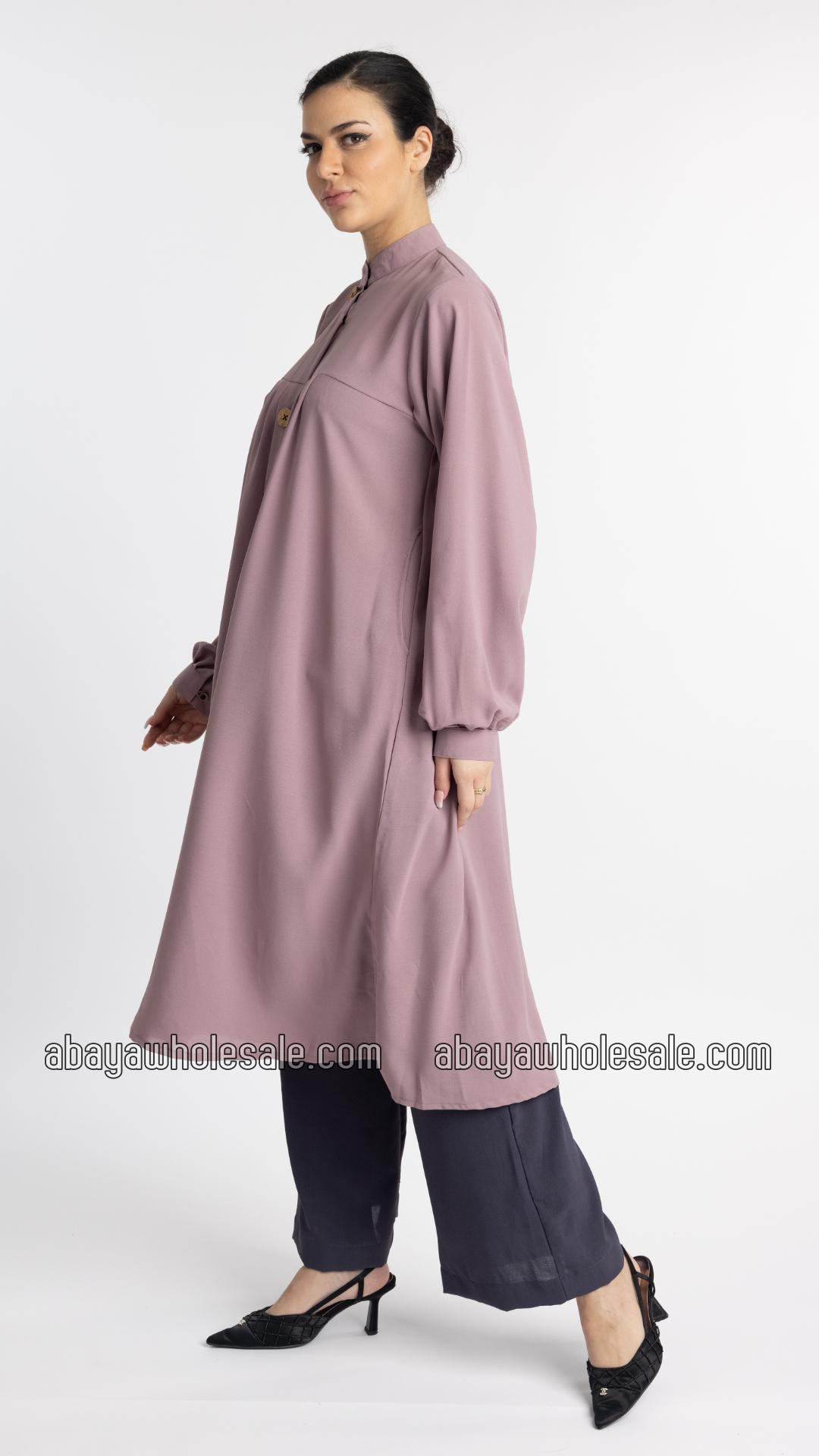 Wholesale Modest TwoPiece Tunic Abaya in Blush Pink and Dark Grey