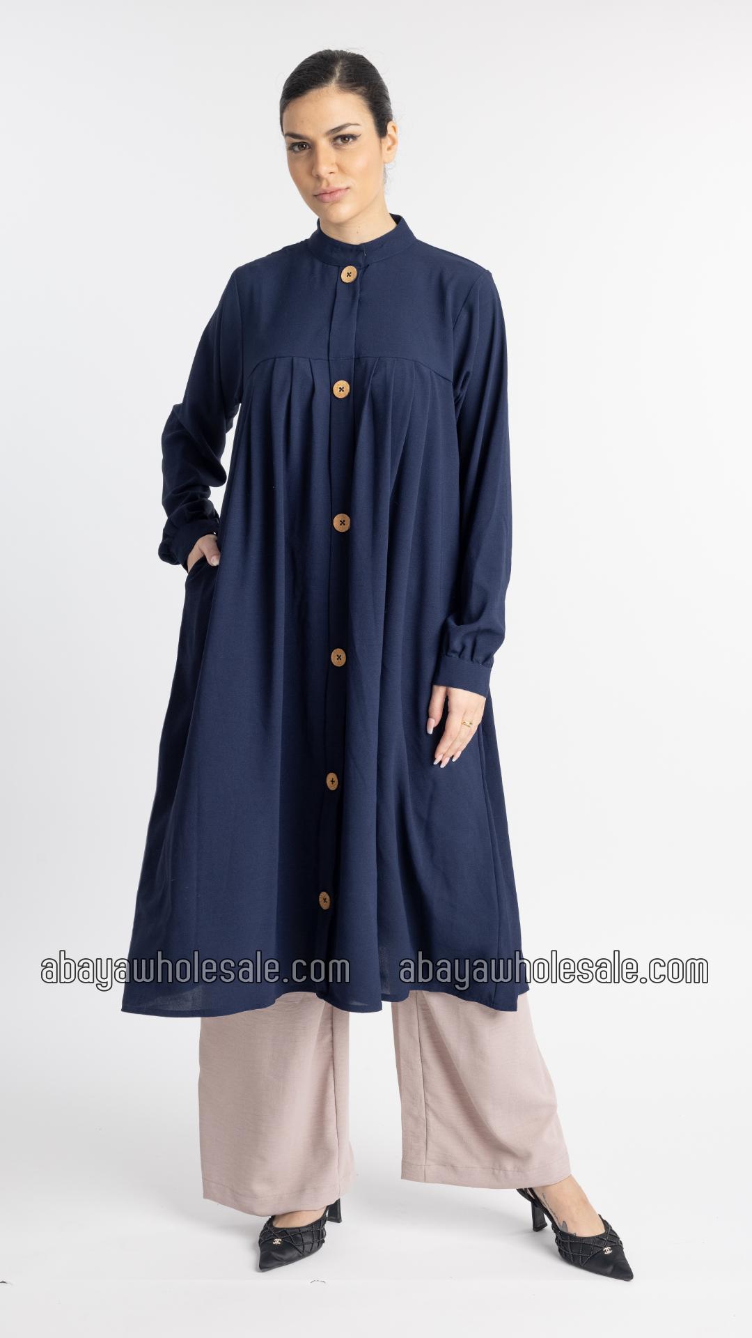 Wholesale Modest TwoPiece Tunic Abaya in Navy Blue and Almond