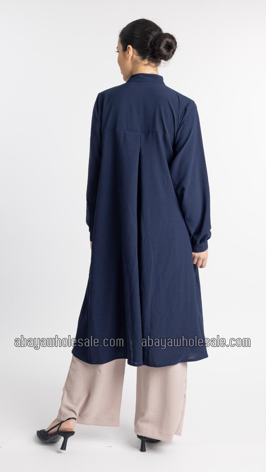 Wholesale Modest TwoPiece Tunic Abaya in Navy Blue and Almond