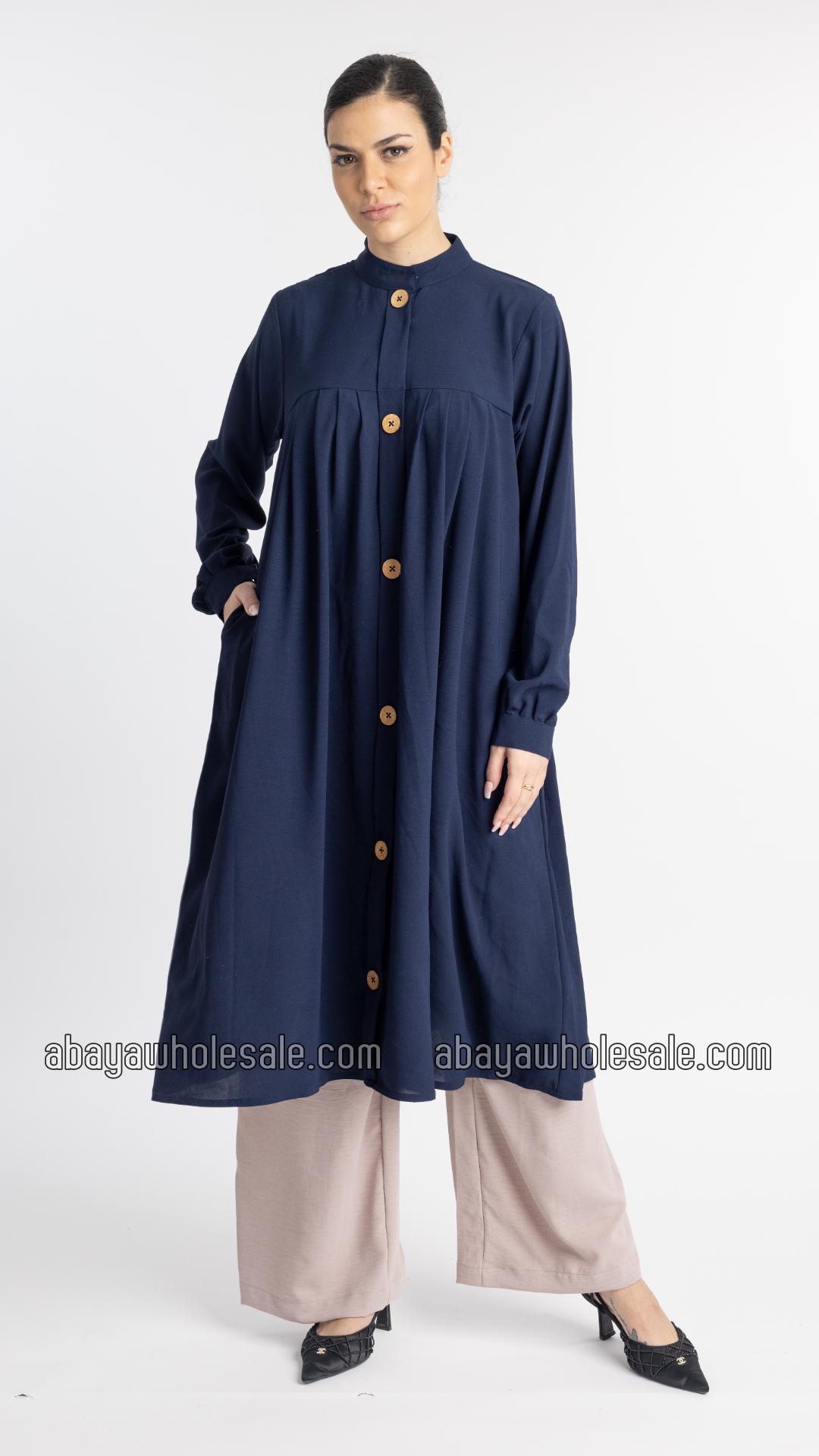 Wholesale Modest TwoPiece Tunic Abaya in Navy Blue and Almond