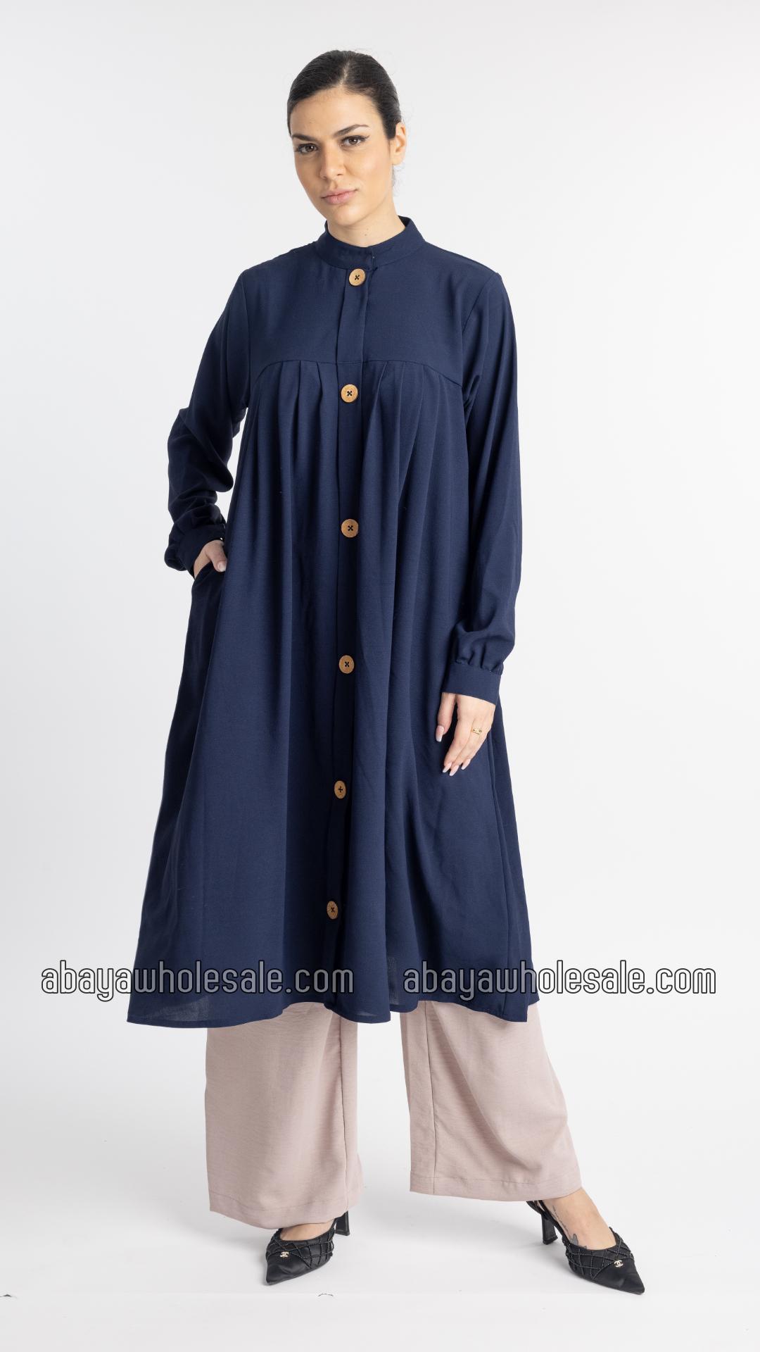 Wholesale Modest TwoPiece Tunic Abaya in Navy Blue and Almond