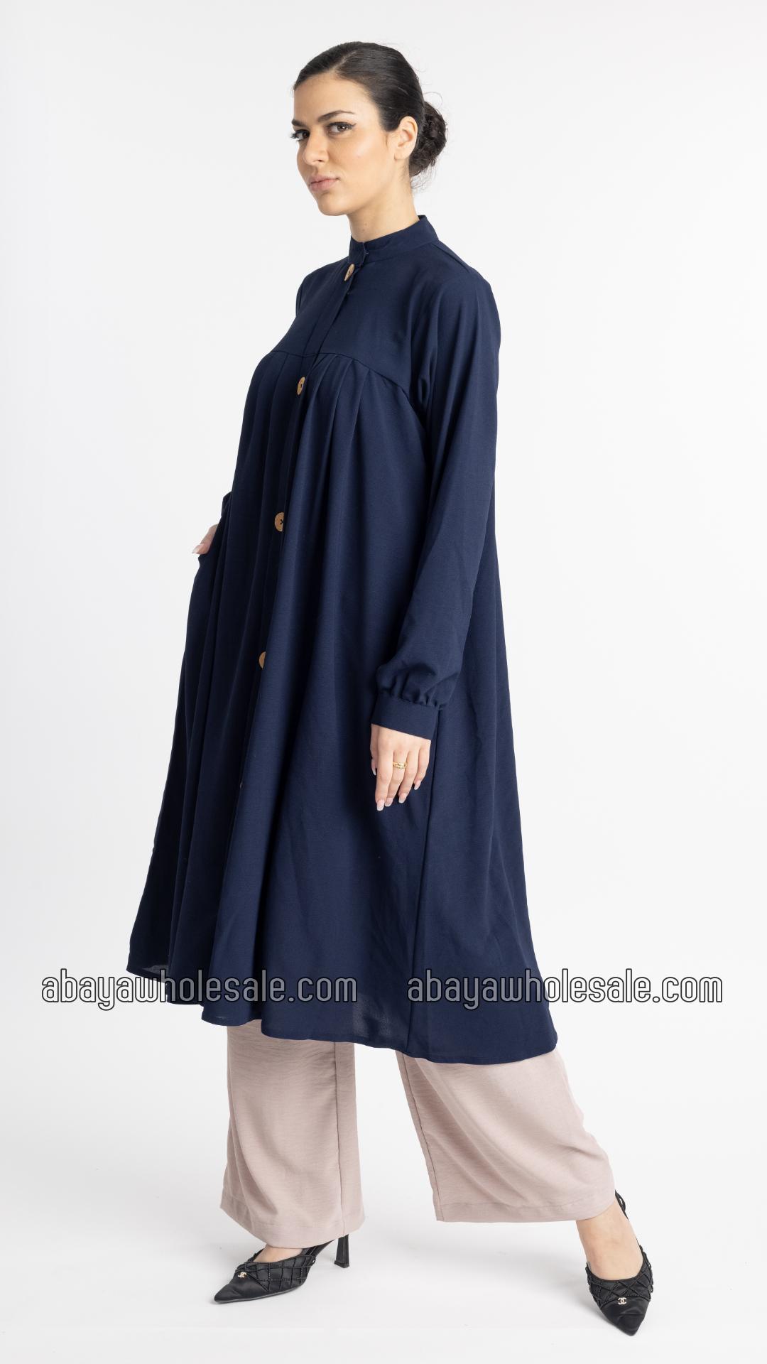 Wholesale Modest TwoPiece Tunic Abaya in Navy Blue and Almond