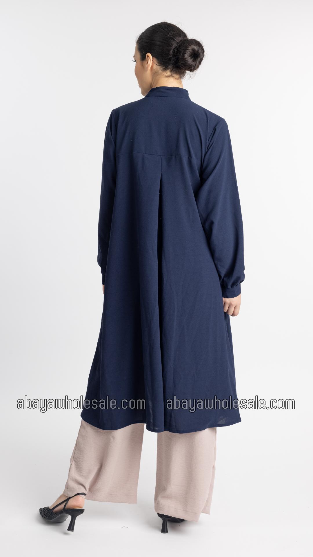 Wholesale Modest TwoPiece Tunic Abaya in Navy Blue and Almond