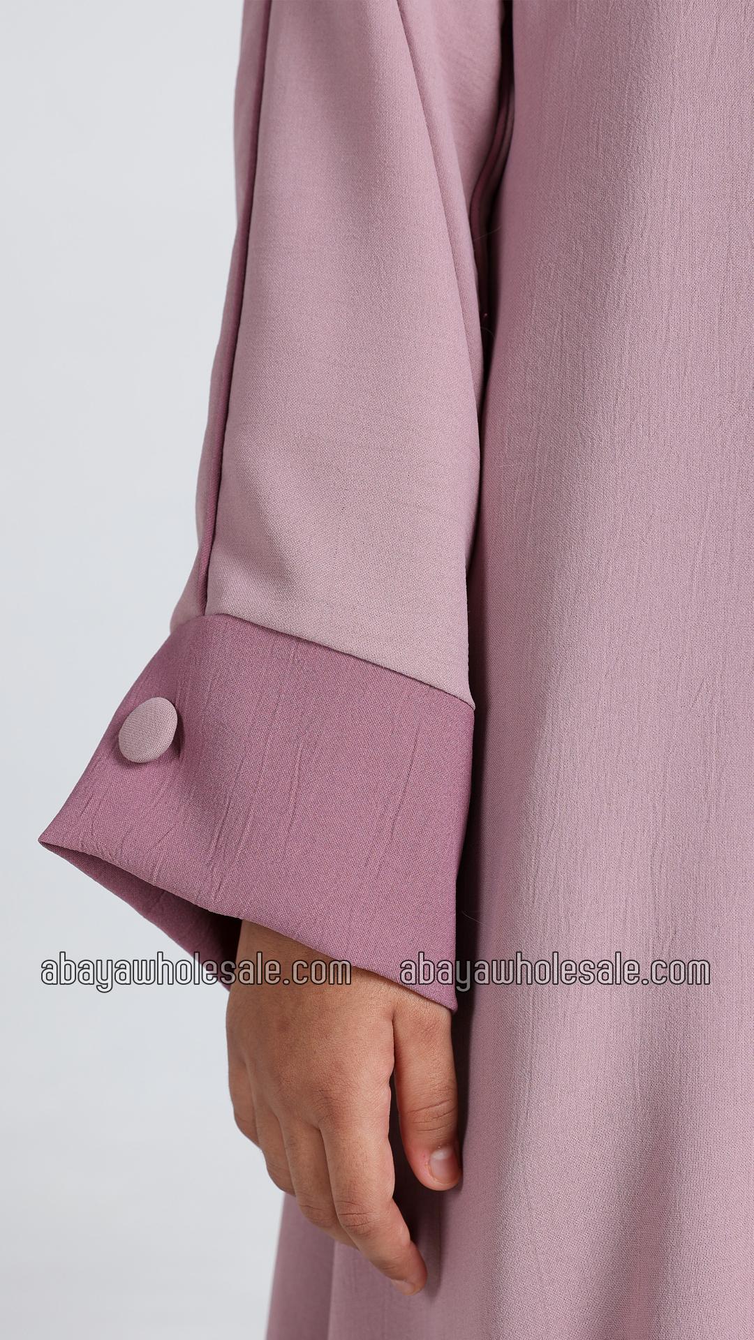 Wholesale Kids Simple Abaya With Show Buttons In Blush Pink