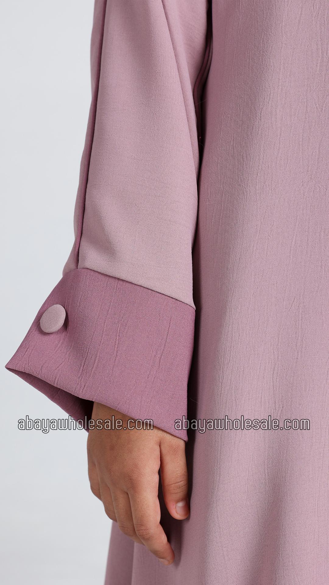 Wholesale Kids Simple Abaya With Show Buttons In Blush Pink