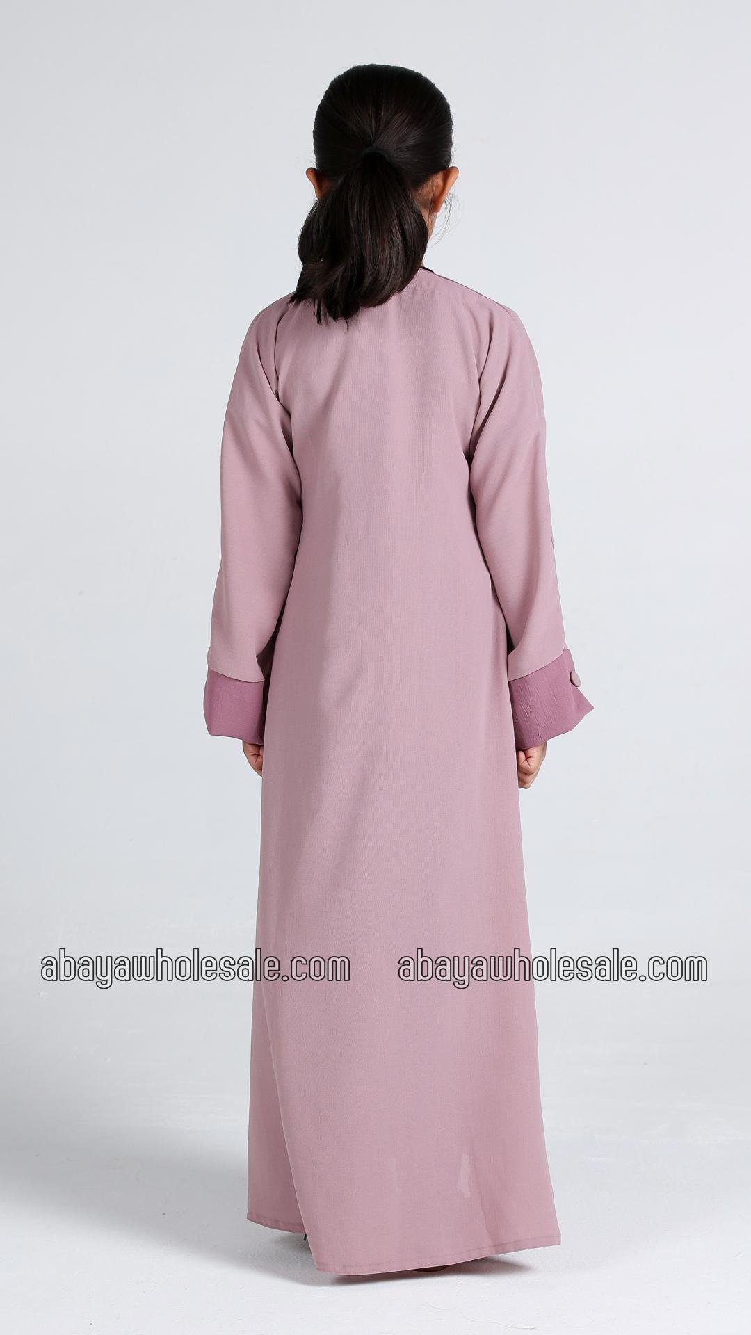 Wholesale Kids Simple Abaya With Show Buttons In Blush Pink