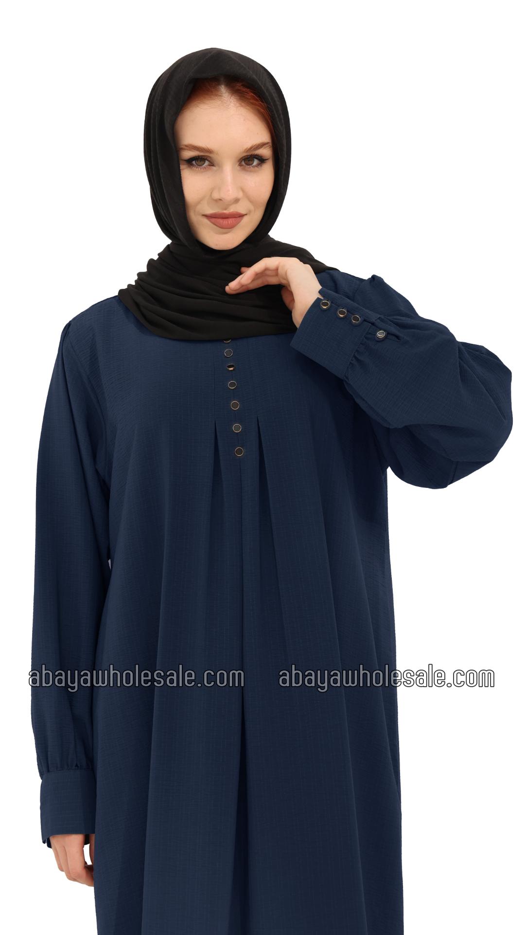 Wholesale Gorgeous Abaya with Show Buttons in Navy Blue