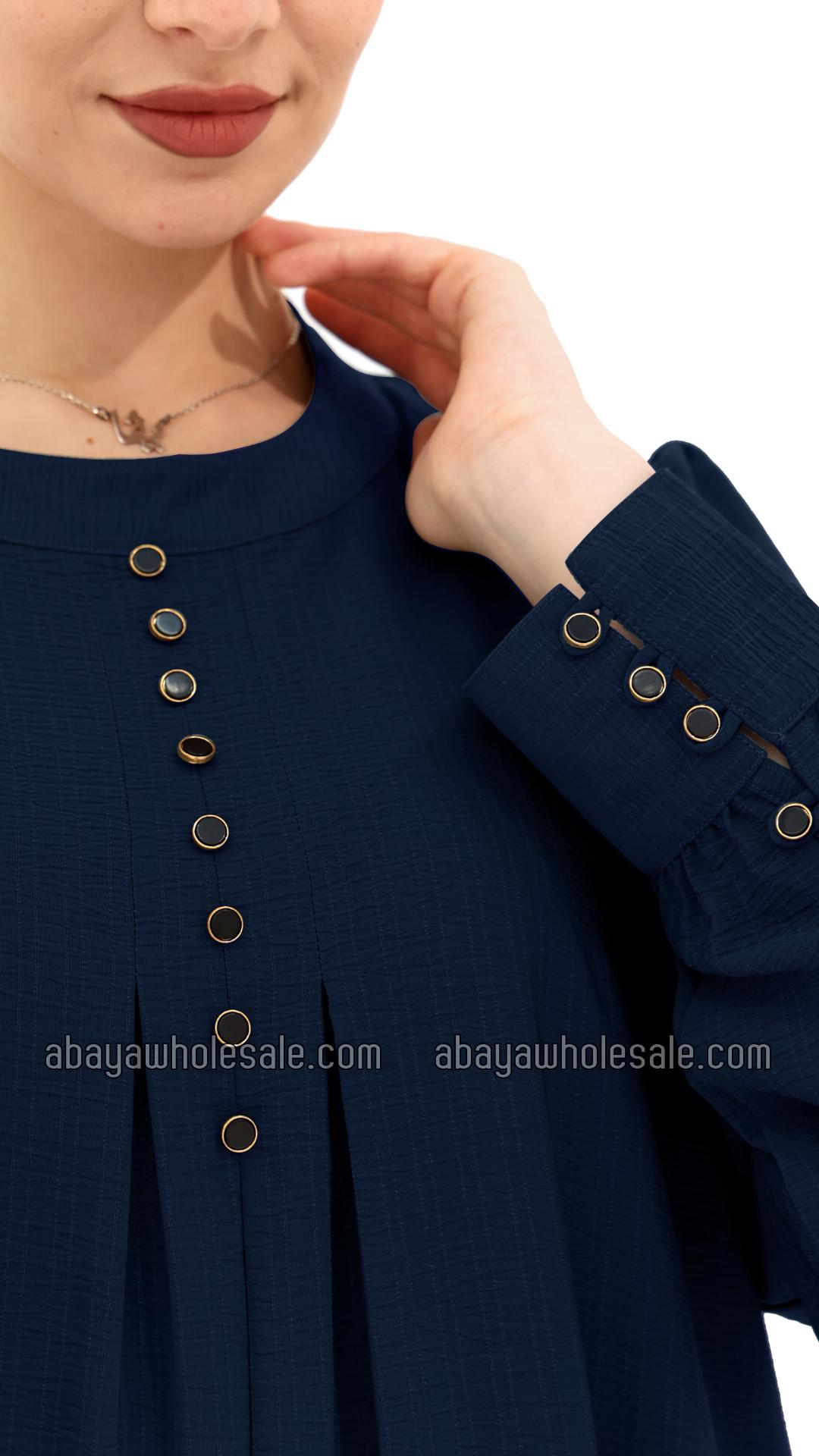 Wholesale Gorgeous Abaya with Show Buttons in Navy Blue