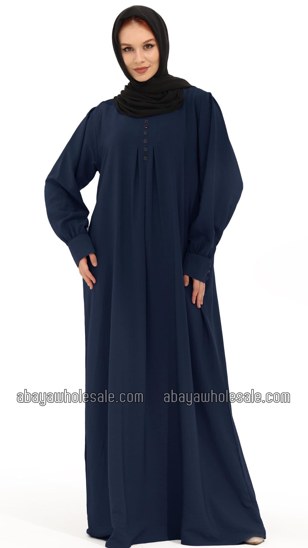 Wholesale Gorgeous Abaya with Show Buttons in Navy Blue