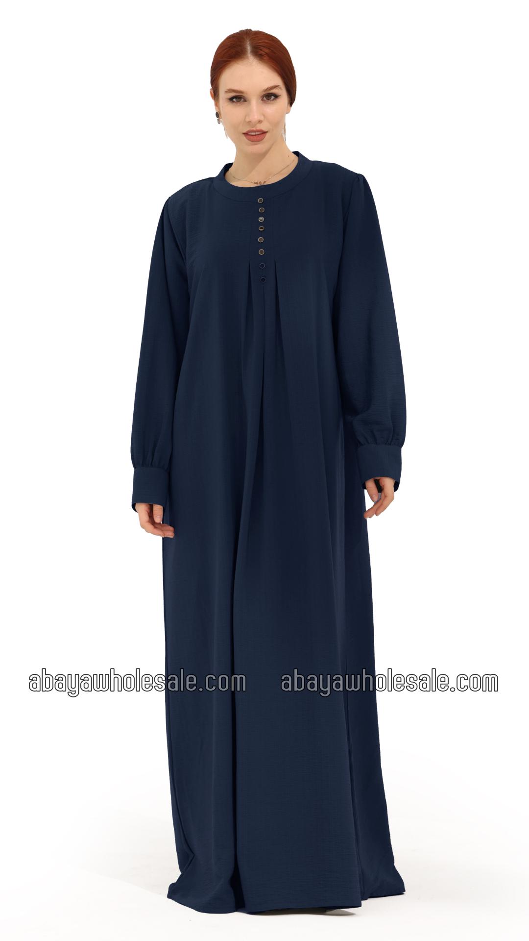 Wholesale Gorgeous Abaya with Show Buttons in Navy Blue