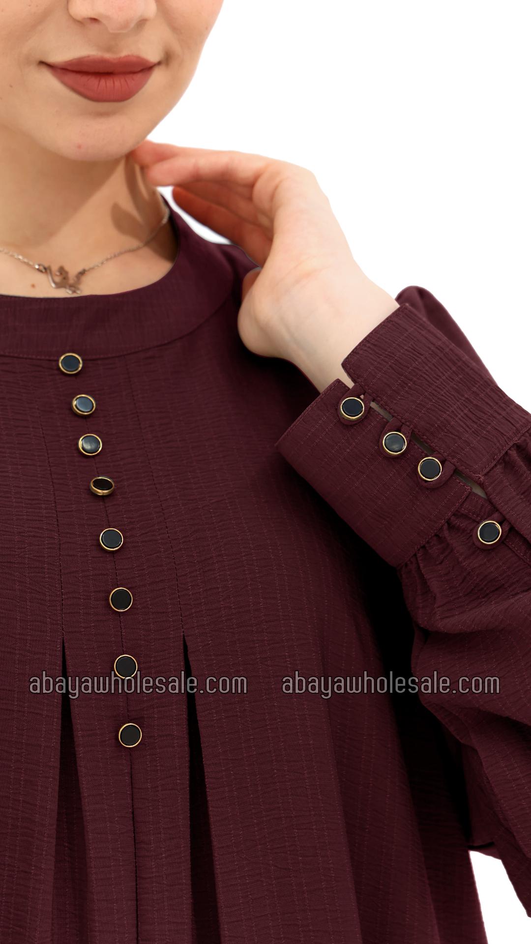 Wholesale Gorgeous Abaya with Show Buttons in Maroon
