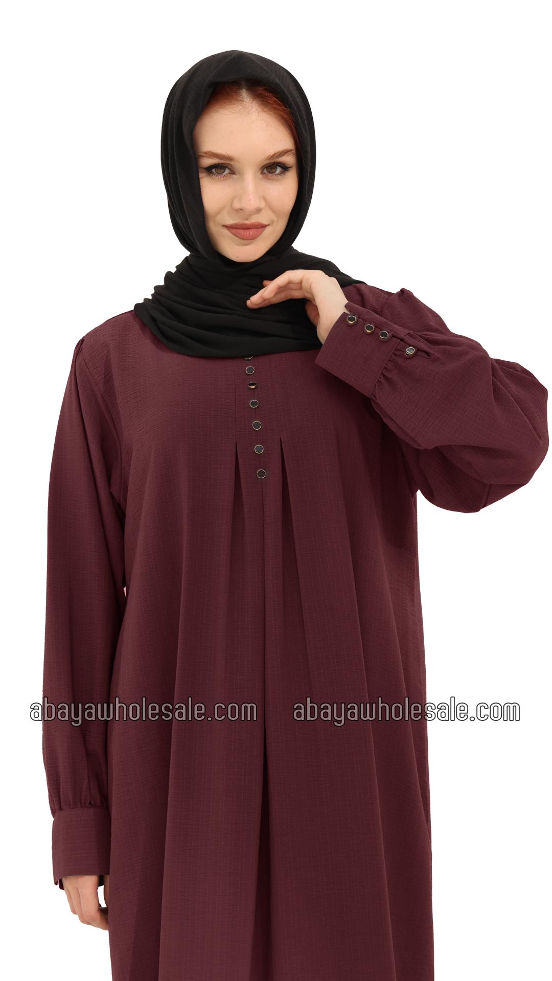 Wholesale Gorgeous Abaya with Show Buttons in Maroon