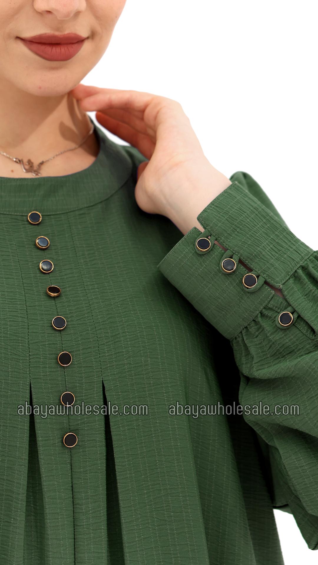 Wholesale Gorgeous Abaya with Show Buttons in Olive 