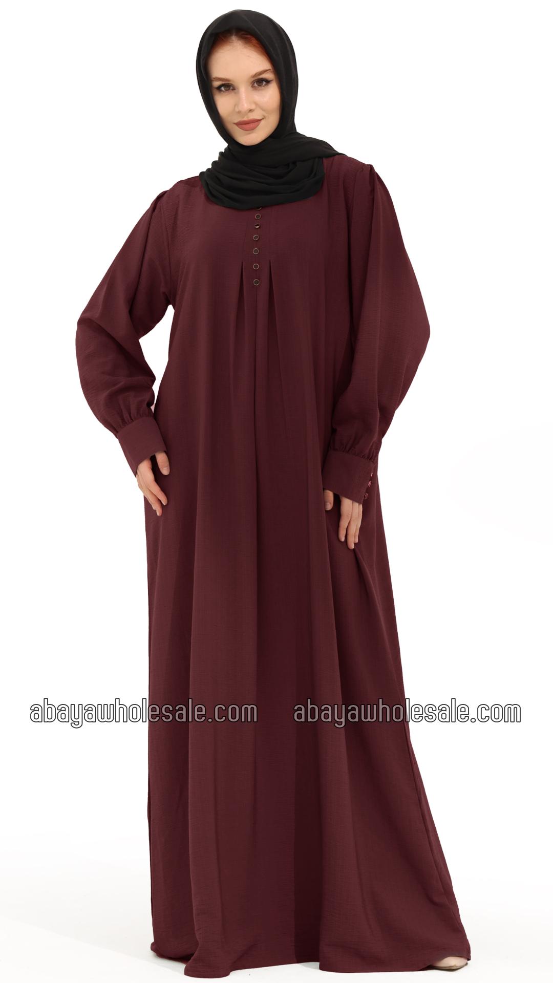 Wholesale Gorgeous Abaya with Show Buttons in Maroon