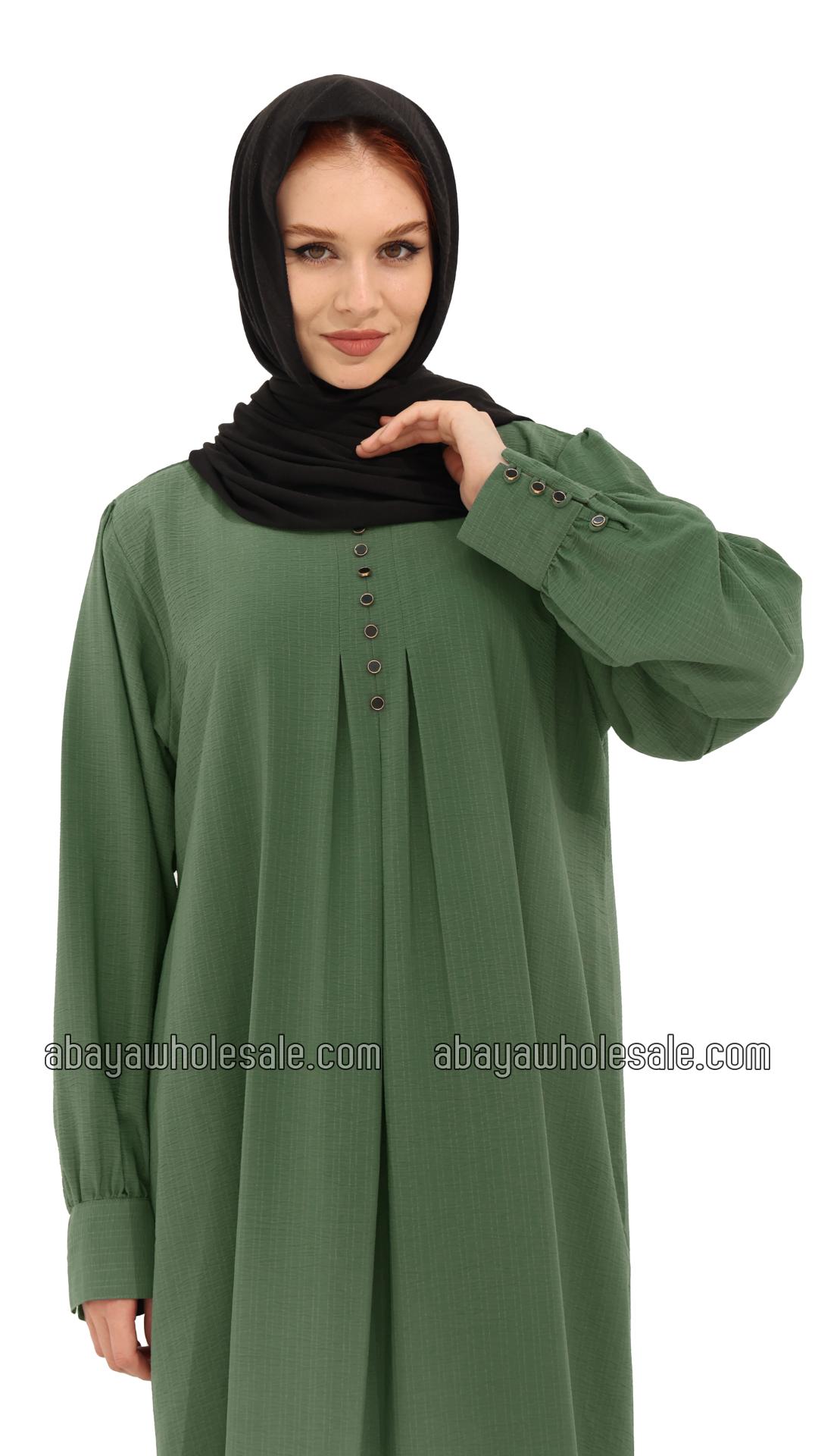 Wholesale Gorgeous Abaya with Show Buttons in Olive 