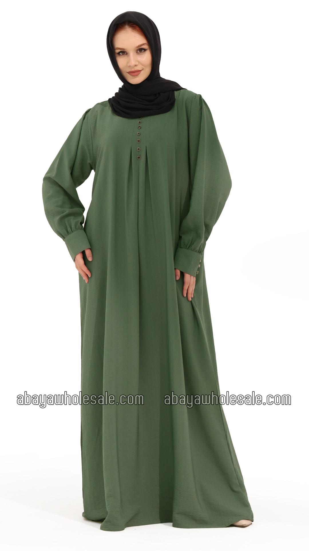 Wholesale Gorgeous Abaya with Show Buttons in Olive 
