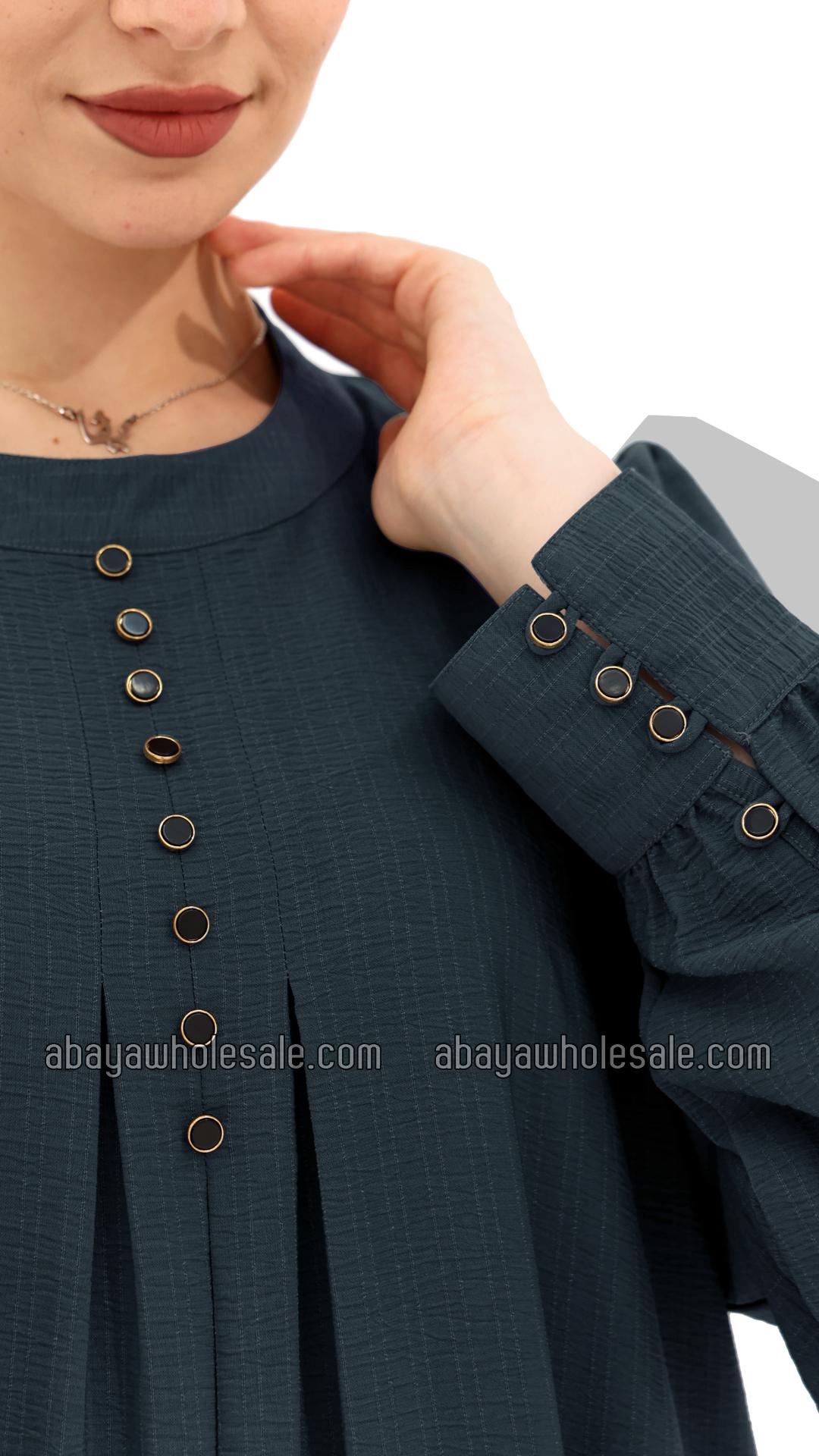 Wholesale Gorgeous Abaya with Show Buttons in Dark Grey