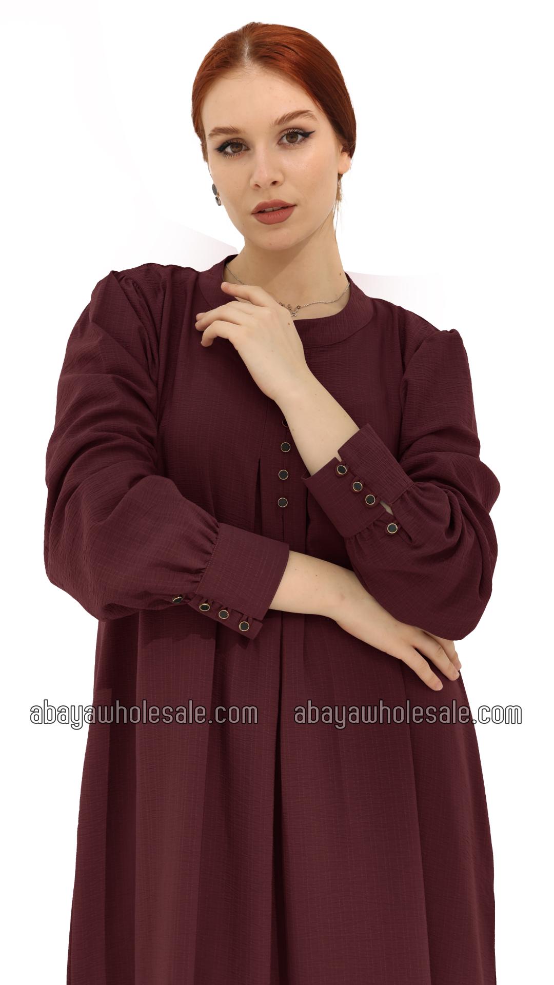 Wholesale Gorgeous Abaya with Show Buttons in Maroon