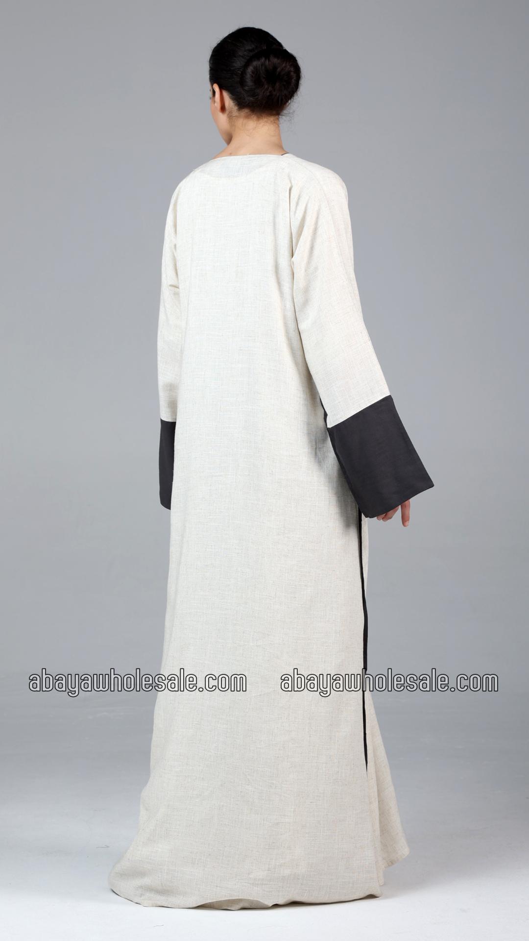 Wholesale Stylish Linen Abaya In Off White