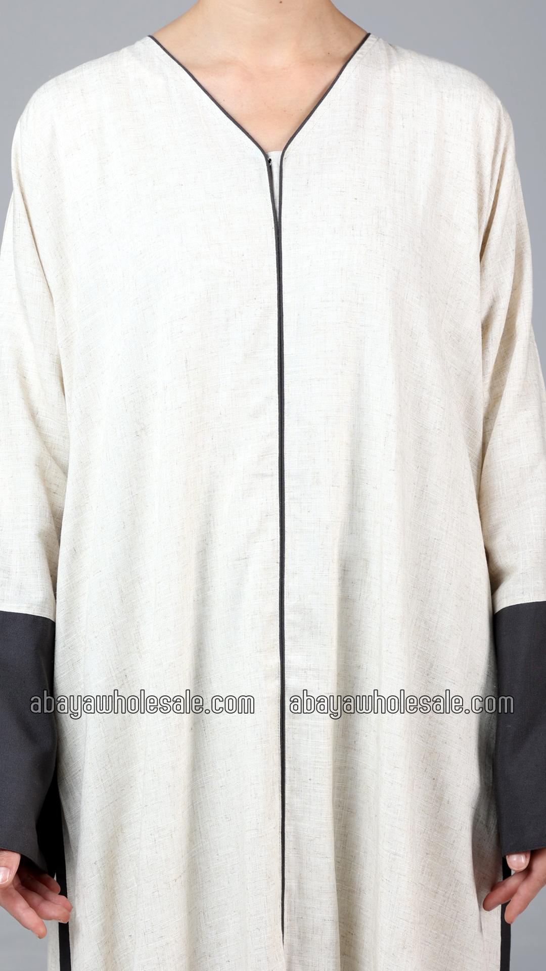 Wholesale Stylish Linen Abaya In Off White