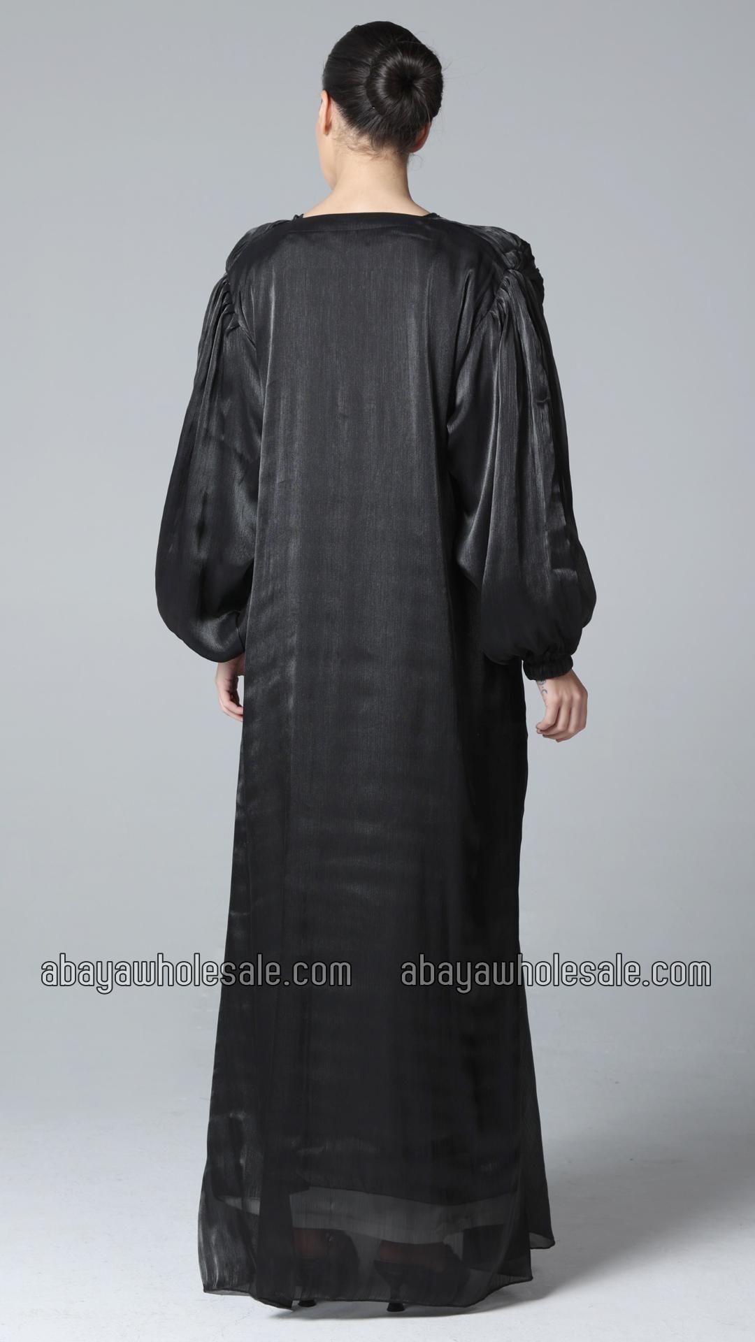 Wholesale Elegant Black Abaya with Cowl Neck
