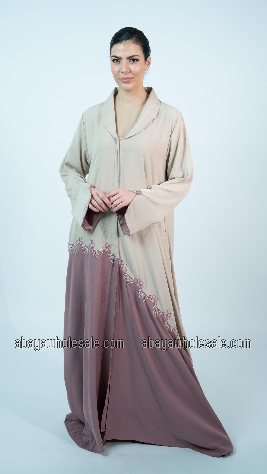 Wholesale Stylish FloralDesigned Front Open Abaya