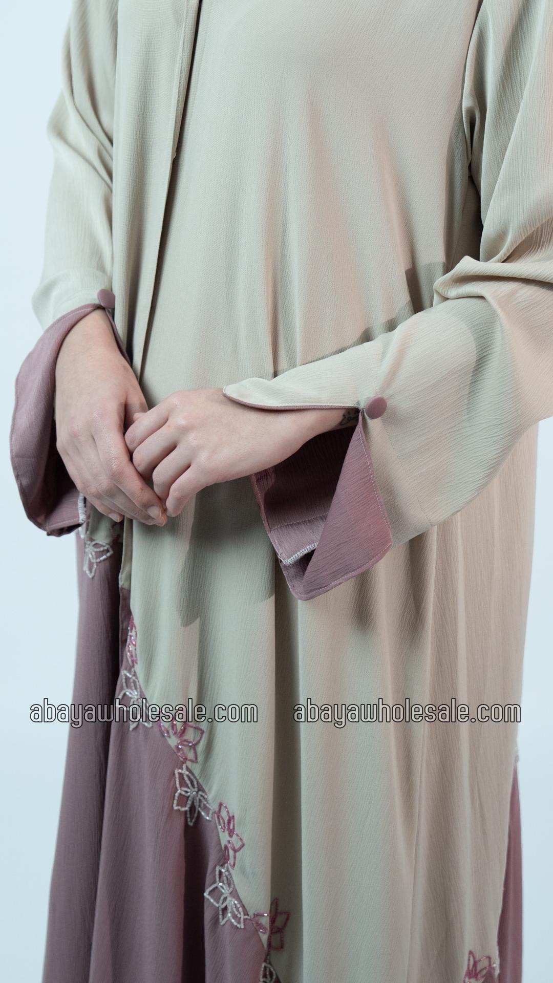 Wholesale Stylish FloralDesigned Front Open Abaya