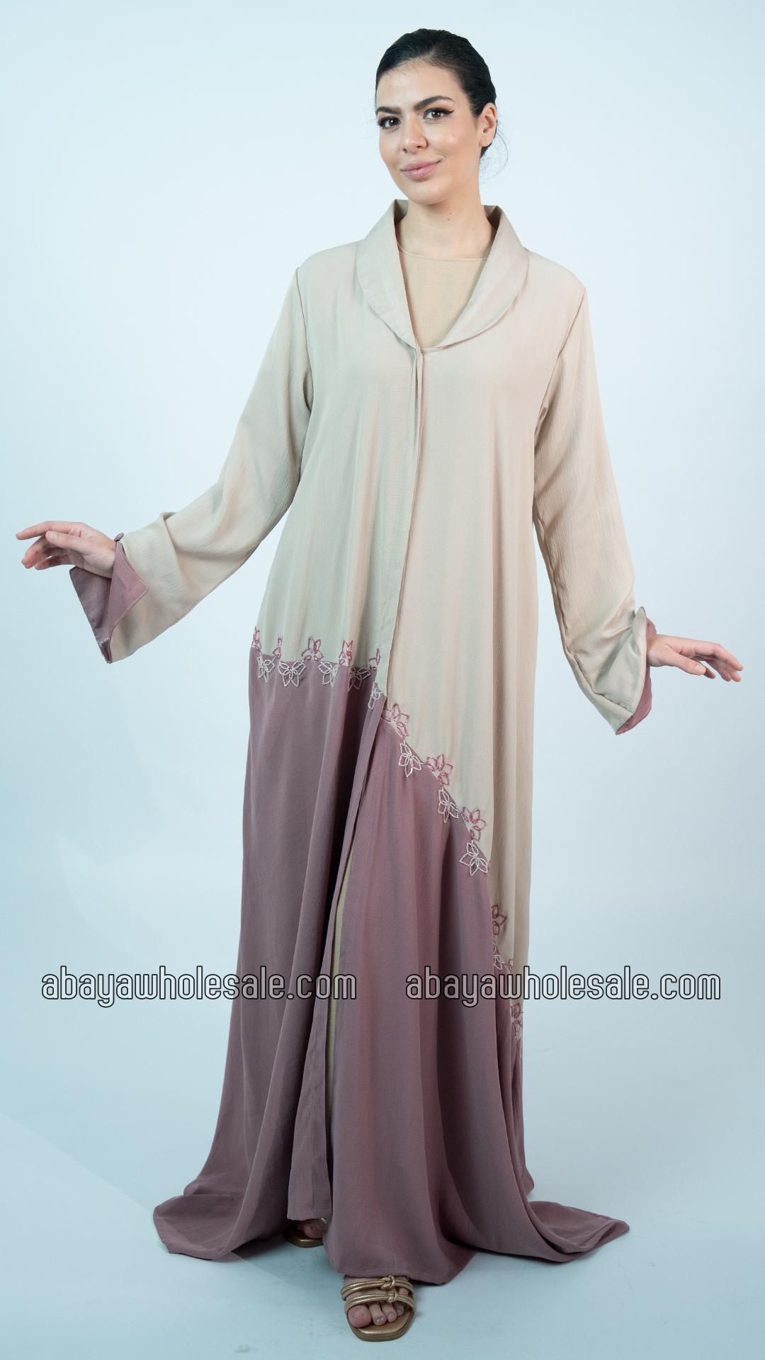 Wholesale Stylish FloralDesigned Front Open Abaya
