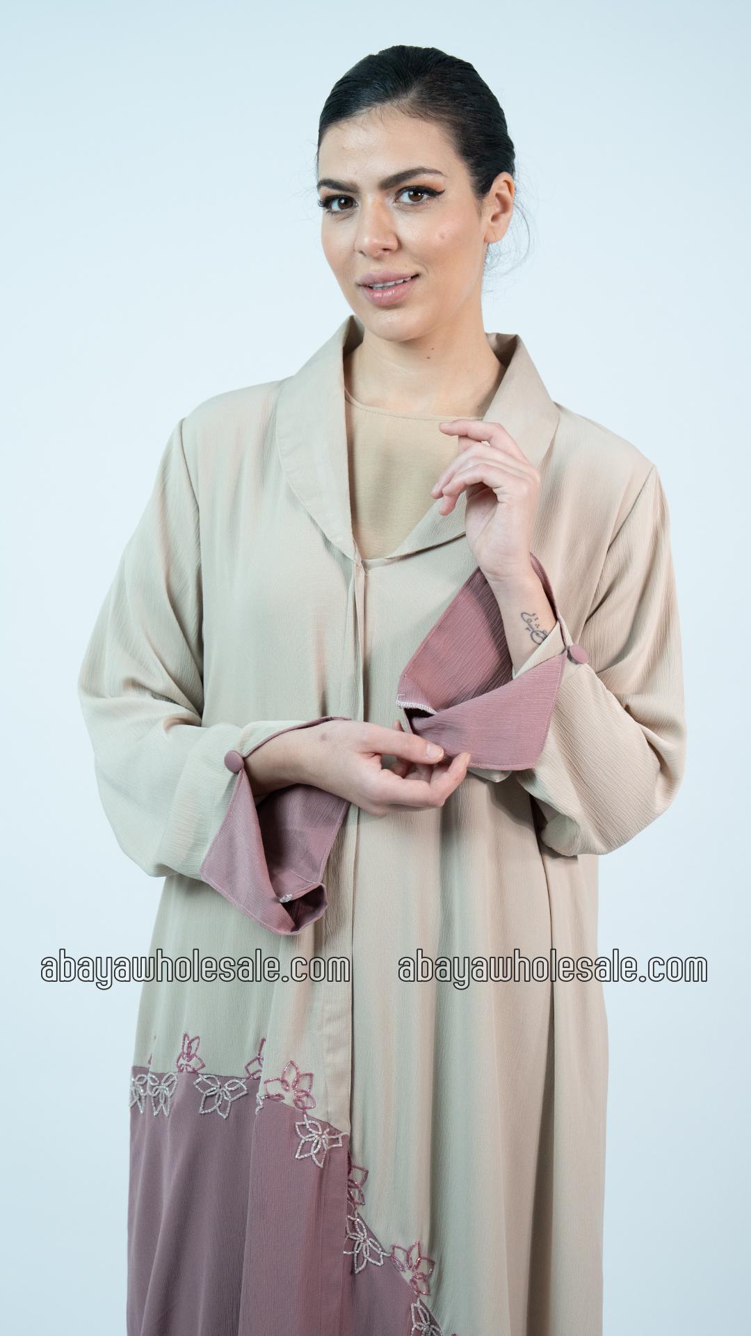 Wholesale Stylish FloralDesigned Front Open Abaya