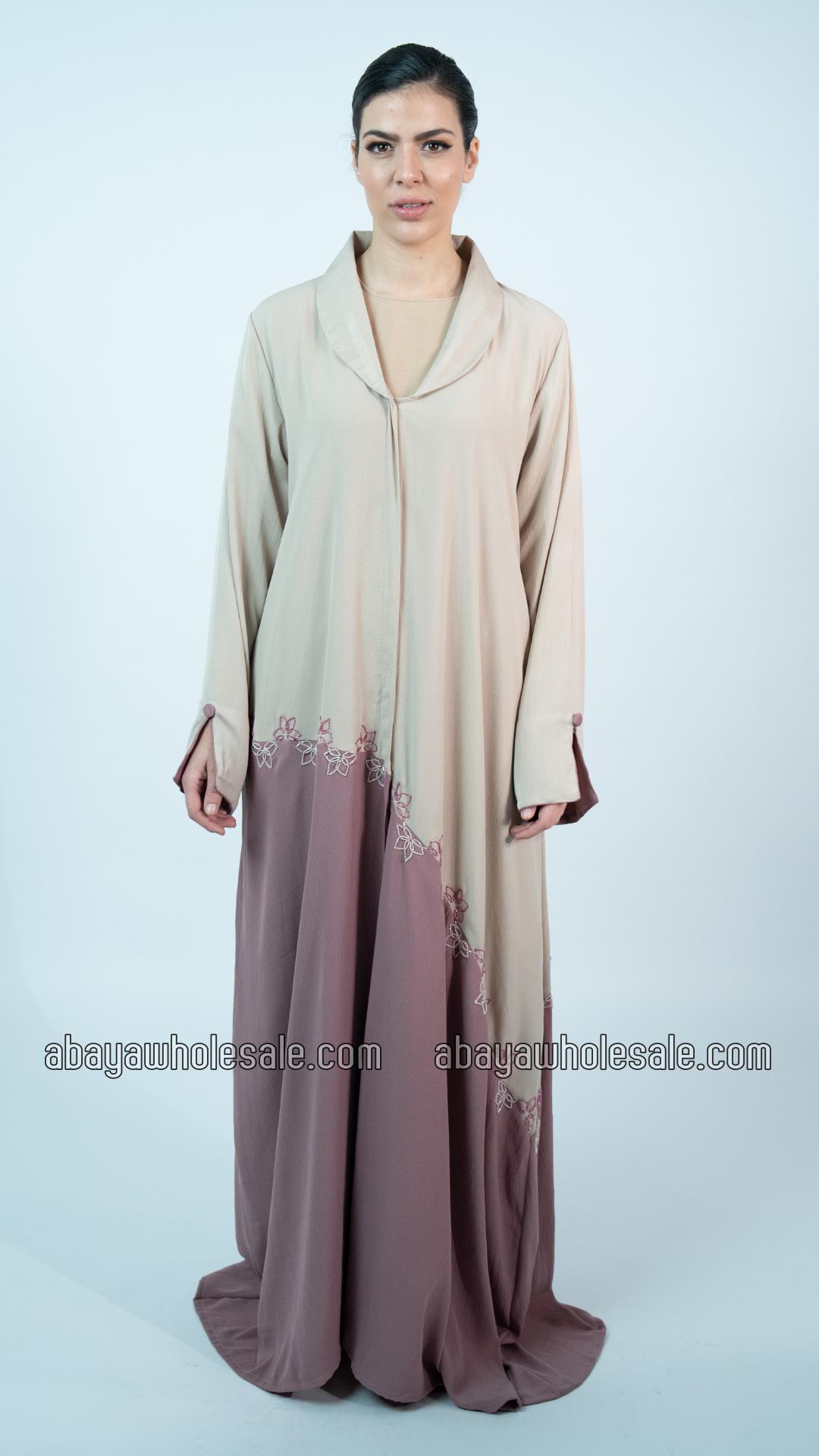 Wholesale Stylish FloralDesigned Front Open Abaya